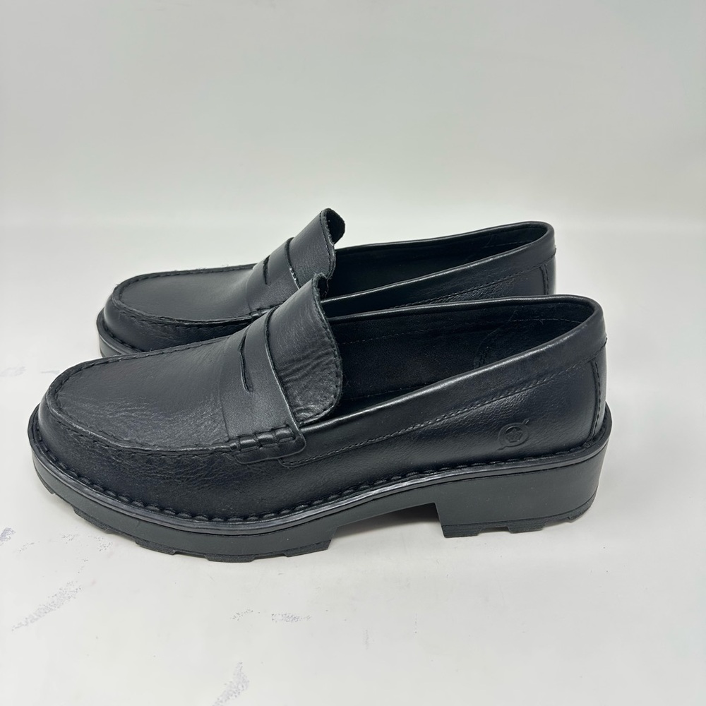 New Born - Carrera Leather Lug Sole Platform Penny Loafers size 9.5M - Picture 3 of 15